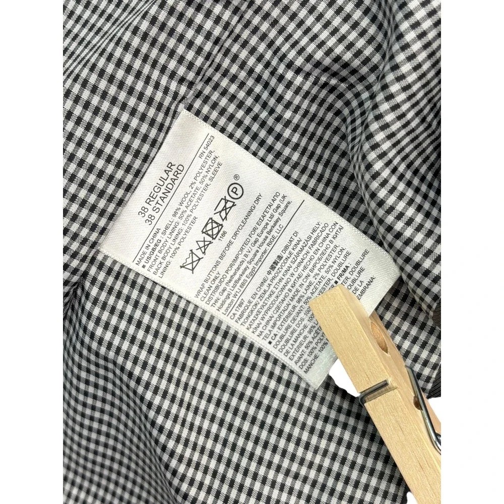 Banana Republic 38R 31x29 Gray Burgundy Plaid 2pc Pant Suit Flat Front Slim Fit